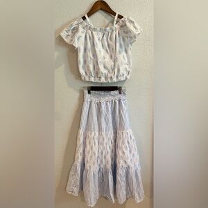 Haute Hippie Blue and White Skirt Kids Set 11/12y